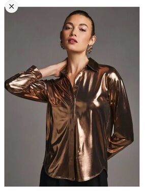 💥💥Anthropologie Metallic Shine Bronze Button-Down Shirt💥💥